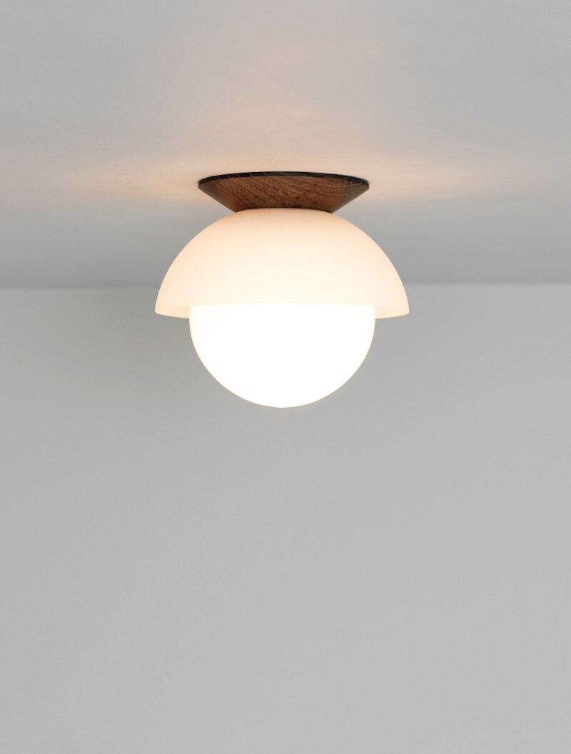 Glass Flush Dome 08" shown in Opal, Silver Oak, Opal Globe